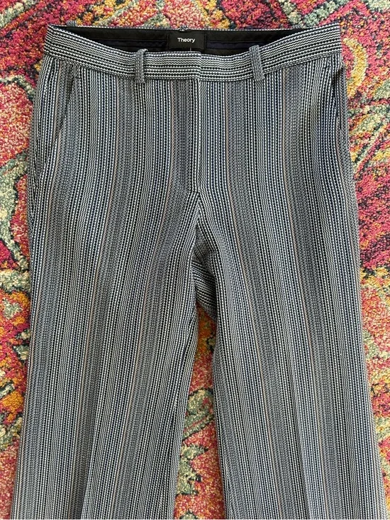 Theory | Women’s Blue/Multi Pinstripe Wool Flare Leg Demetria 2 Eldora Trouser 0 - Picture 8 of 16